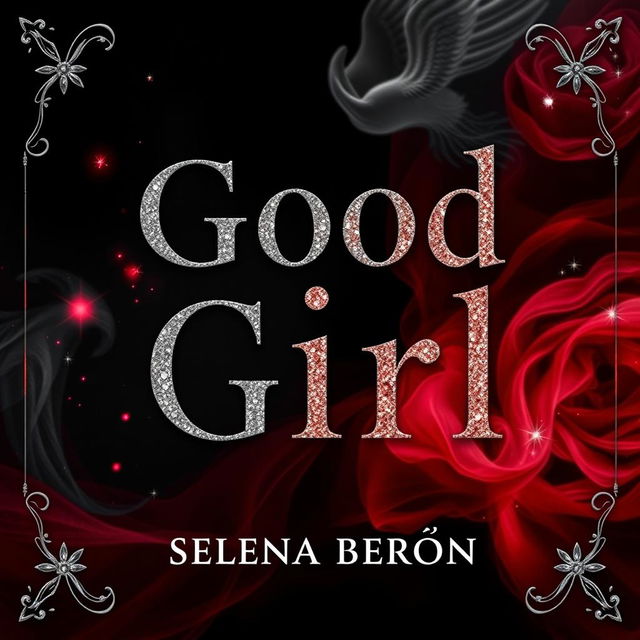 A captivating book cover featuring the title 'Good Girl' prominently displayed, elegantly crafted with a blend of black, gray, red, wine node, and silver tones