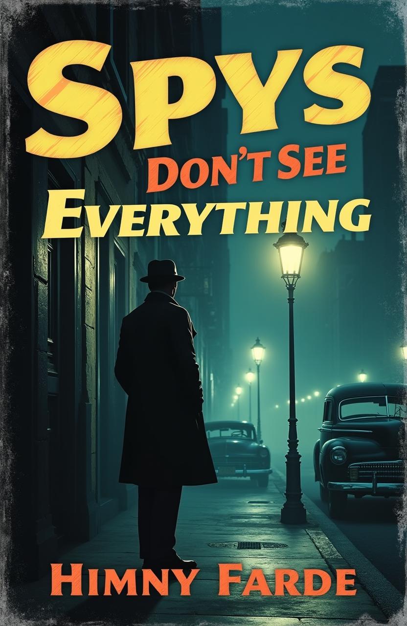 A captivating retro-style book cover for a detective novel titled "Spys Don't See Everything"