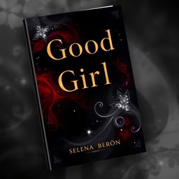 Book cover titled 'Good Girl' with colors black, gray, red, wine, and silver, featuring touches of fantasy and glitter