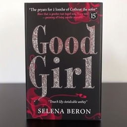 Book cover titled 'Good Girl' with colors black, gray, red, wine, and silver, featuring touches of fantasy and glitter