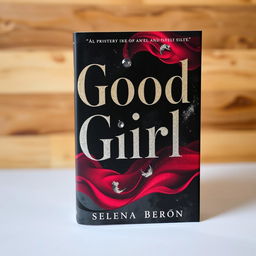 Book cover titled 'Good Girl' with colors black, gray, red, wine, and silver, featuring touches of fantasy and glitter