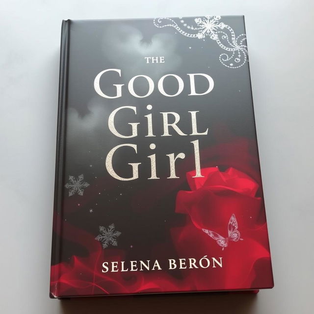 Book cover titled 'Good Girl' with colors black, gray, red, wine, and silver, featuring touches of fantasy and glitter