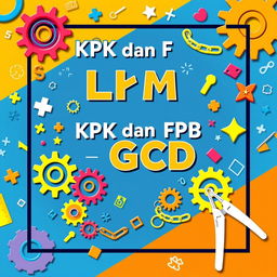 A captivating cover for a grade school mathematics textbook focusing on LCM (Least Common Multiple) and GCD (Greatest Common Divisor)