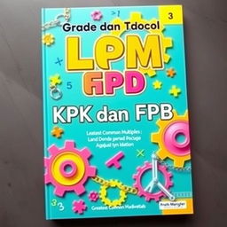 A captivating cover for a grade school mathematics textbook focusing on LCM (Least Common Multiple) and GCD (Greatest Common Divisor)