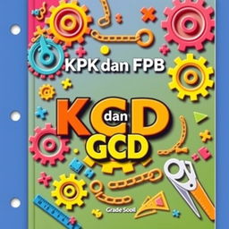 A captivating cover for a grade school mathematics textbook focusing on LCM (Least Common Multiple) and GCD (Greatest Common Divisor)