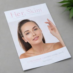 Redesign the 'Her Skin' brochure to align with high-end beauty salons, wellness centers, and boutique stores specializing in natural products.