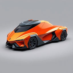 Futuristic Lamborghini Egoista truck, sleek and aerodynamic design inspired by the Lamborghini Egoista, featuring sharp angles and aggressive lines that embody speed and luxury, with a vibrant orange and grey color palette emphasizing its modern and high-performance look