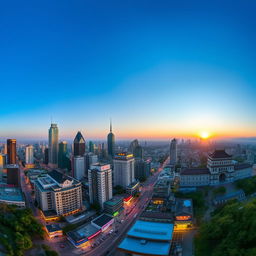 A panoramic view of the cityscape of Shijiazhuang, Hebei, China, capturing the vibrant urban life amidst the mix of modern and traditional architecture