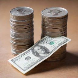 A stack of money where 30% remains and 70% is removed. Next to the money stack is a highly efficient gear symbolizing cost reduction and efficiency.