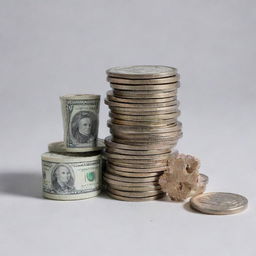 A stack of money where 30% remains and 70% is removed. Next to the money stack is a highly efficient gear symbolizing cost reduction and efficiency.