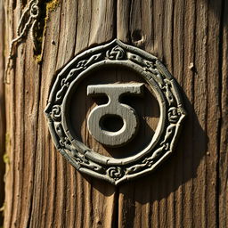 A close-up depiction of the Ansuz rune, set against a wooden backdrop