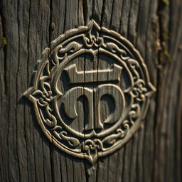 A close-up depiction of the Ansuz rune, set against a wooden backdrop