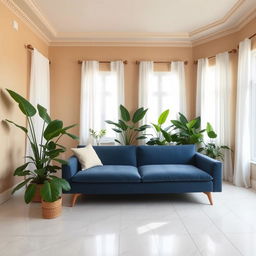 A stylish living room featuring walls painted in a subtle shade of #D1C0A5, a warm, sophisticated beige that adds elegance to the space