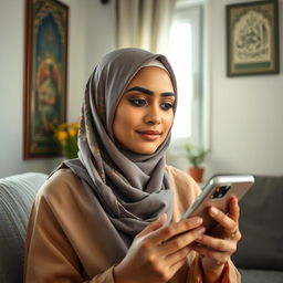 A beautiful Muslim woman with a serene expression, reflecting on her recent divorce