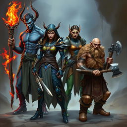 A powerful fantasy team consisting of four unique characters