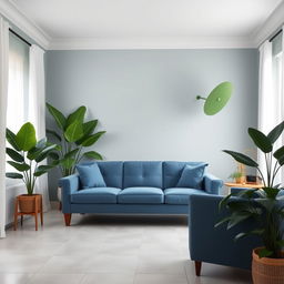 A serene and inviting living room featuring walls painted in a gentle hue of #EBD8D0, an elegant and calming shade that elevates the room's ambiance