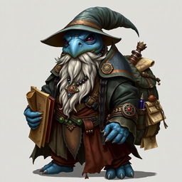 A Dungeons & Dragons character, a male tortle wizard with a dull blue shell