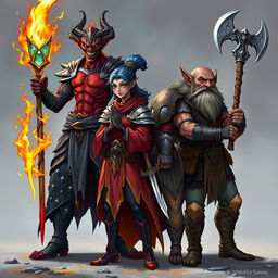 An adventurous fantasy team consisting of four distinct characters