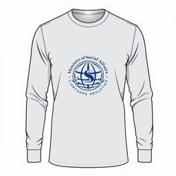 A long-sleeved shirt featuring the Ministry of Social Affairs logo prominently on the chest