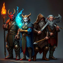 A visually stunning fantasy team of four diverse and skillful characters