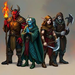 A visually stunning fantasy team of four diverse and skillful characters