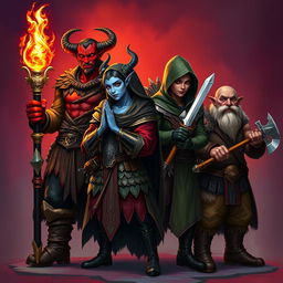 A visually stunning fantasy team of four diverse and skillful characters