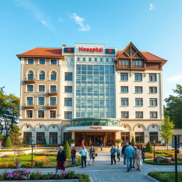 A hospital building that represents the architectural styles of Romania, Hungary, Slovakia, and Moldova, all in one