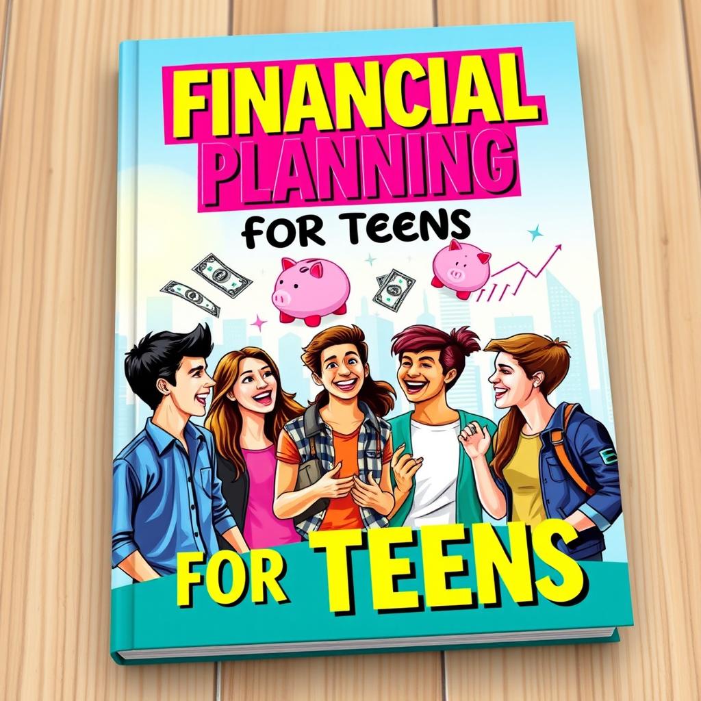 A colorful and engaging book cover titled "Financial Planning for Teens"