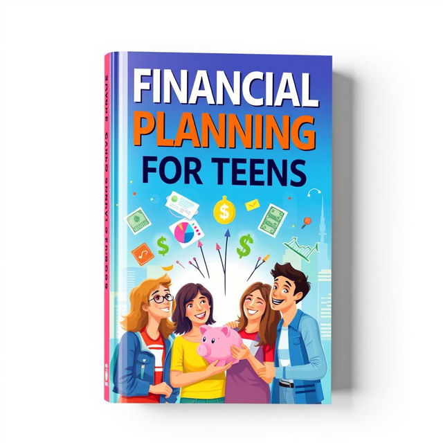 A colorful and engaging book cover titled "Financial Planning for Teens"