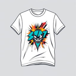 A trendy t-shirt design featuring a bold and eye-catching graphic on the front