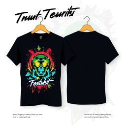 A trendy t-shirt design featuring a bold and eye-catching graphic on the front