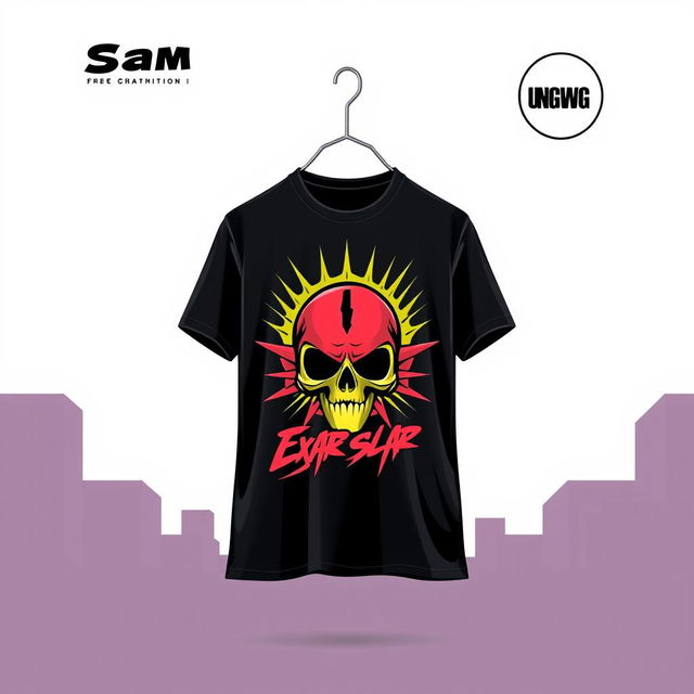 A trendy t-shirt design featuring a bold and eye-catching graphic on the front