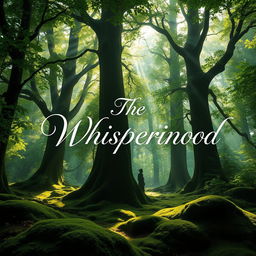 A mystical and enchanting forest for a book cover titled "The Whispering Wood