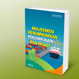 A modern and informative book cover for a book titled 'Manajemen Penumpukan Bongkar dan Muat'