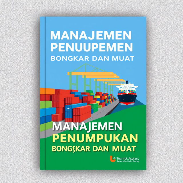 A modern and informative book cover for a book titled 'Manajemen Penumpukan Bongkar dan Muat'