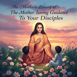 A captivating book cover illustrating a serene and wise mother figure gently guiding her disciples