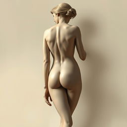 artistic depiction of a classical nude figure, capturing the beauty of human form with a focus on anatomy and elegance, set against a soft, abstract background that enhances the shape and proportions of the body