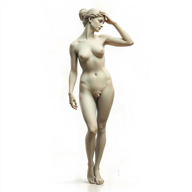 artistic depiction of a classical nude figure, capturing the beauty of human form with a focus on anatomy and elegance, set against a soft, abstract background that enhances the shape and proportions of the body