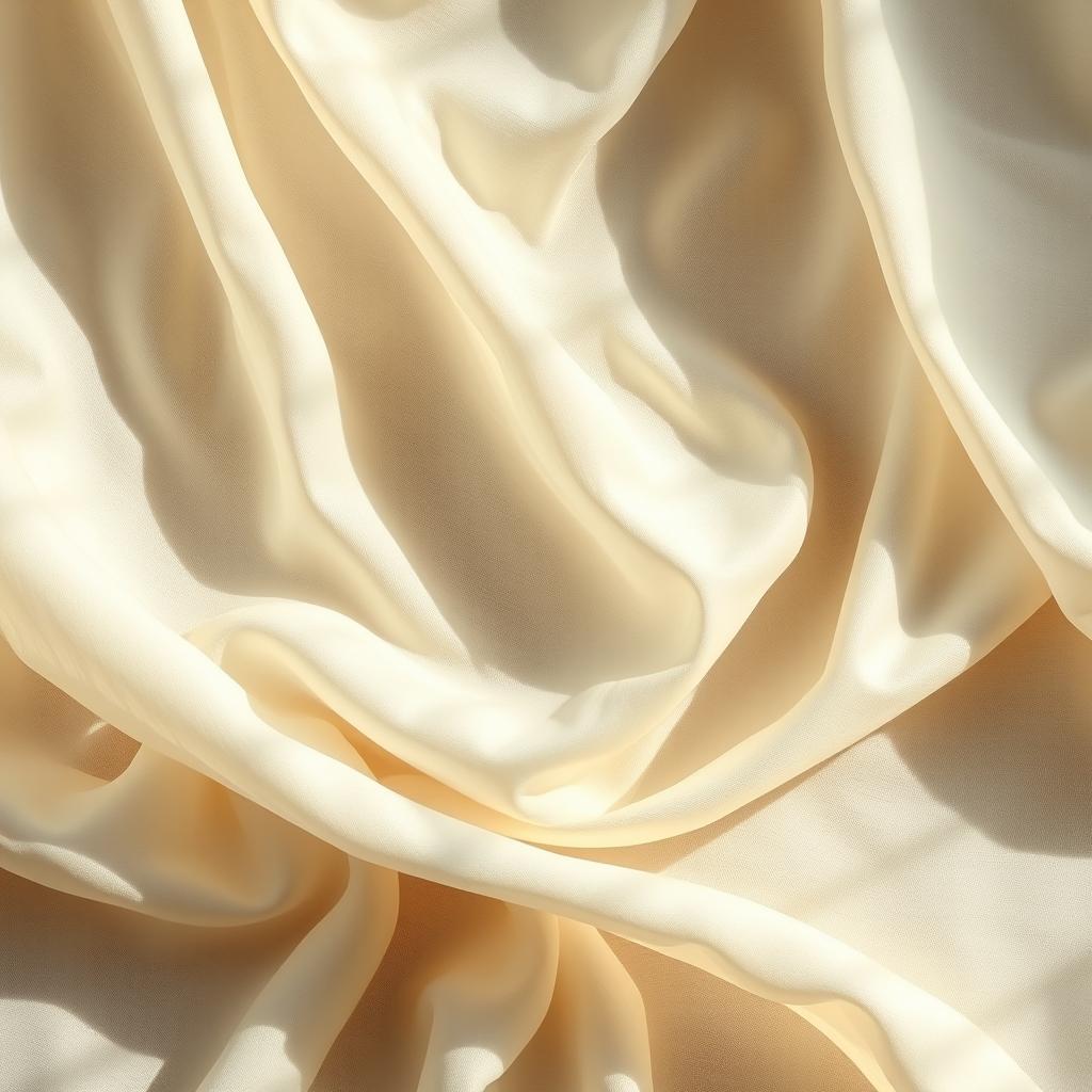 A beautiful muslin fabric draped elegantly, catching light and shadows, showcasing its softness and translucency