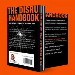 Book cover for 'The Disruptor's Handbook: How to Stand Out in Competition' with a primary color scheme of black and bright orange