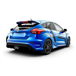 a high-performance 2-door AWD hatchback car inspired by the 2018 Ford Focus RS and 2017 Ford Fiesta ST, featuring a powerful 450 horsepower engine with a turbocharger