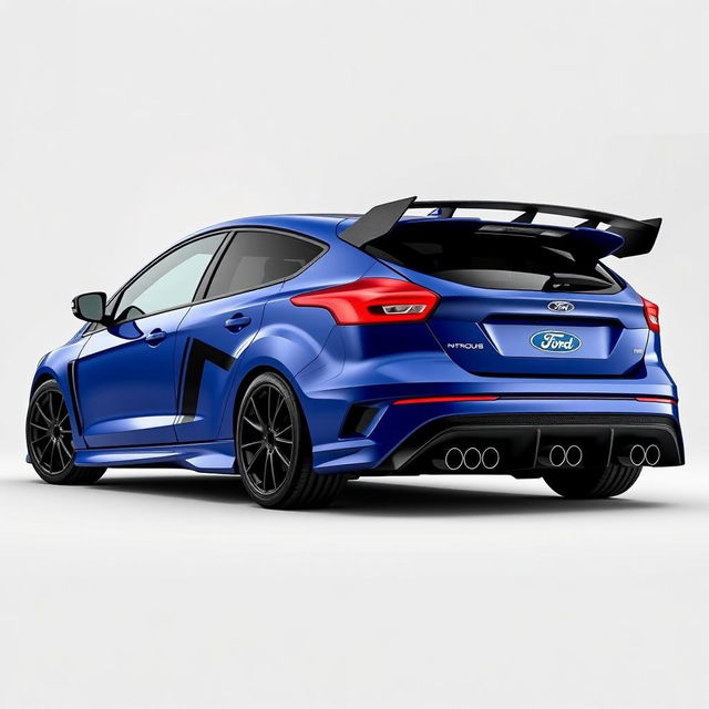 an AWD hatchback coupe inspired by the 2018 Ford Focus RS and 2017 Ford Fiesta ST, featuring an impressive 450 horsepower engine with a turbocharger