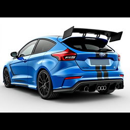 an AWD hatchback coupe inspired by the 2018 Ford Focus RS and 2017 Ford Fiesta ST, featuring an impressive 450 horsepower engine with a turbocharger