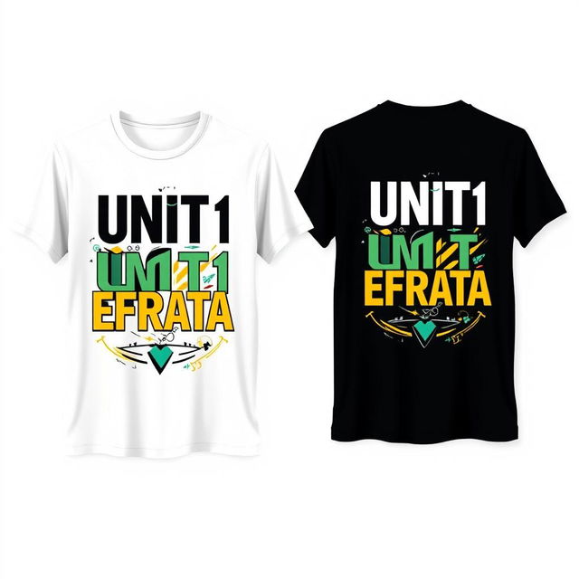 t-shirt design featuring bold text that reads 'UNIT 1 EFRATA'