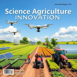 A dynamic and informative front page for a science magazine focused on agriculture