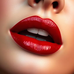 a sensual and close-up artistic depiction of lips with a rich red lipstick hue, exuding elegance and allure