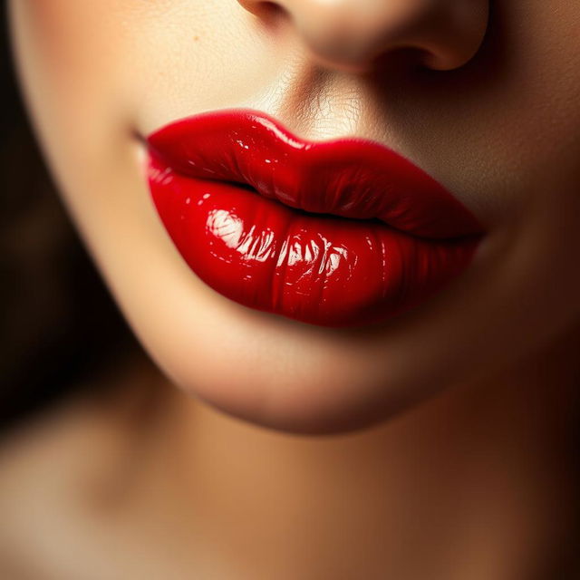 a sensual and close-up artistic depiction of lips with a rich red lipstick hue, exuding elegance and allure