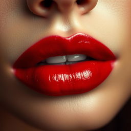 a sensual and close-up artistic depiction of lips with a rich red lipstick hue, exuding elegance and allure