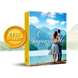 Design a book cover featuring two main elements: a "Best Seller" gold seal and a romantic scene of a couple by a tranquil lake