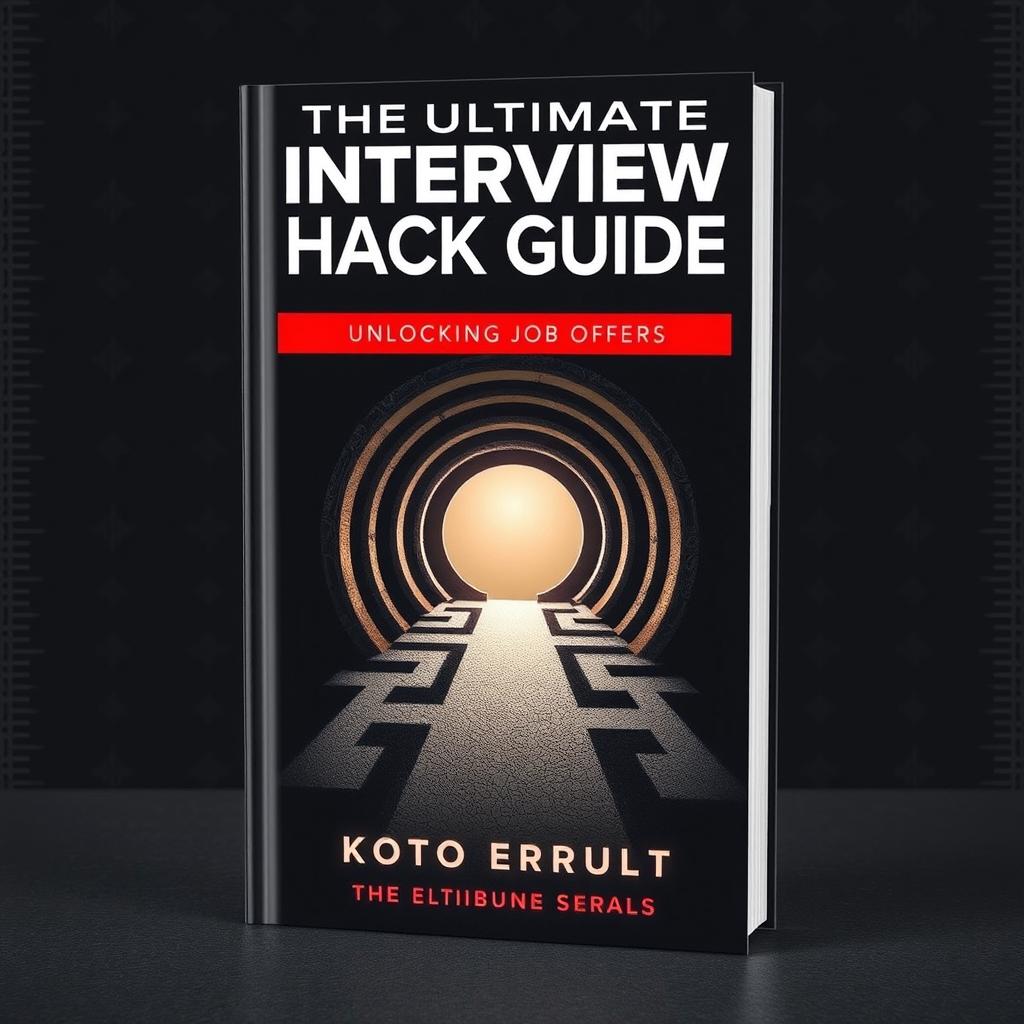 A striking book cover titled 'The Ultimate Interview Hack Guide - Unlocking Job Offers'